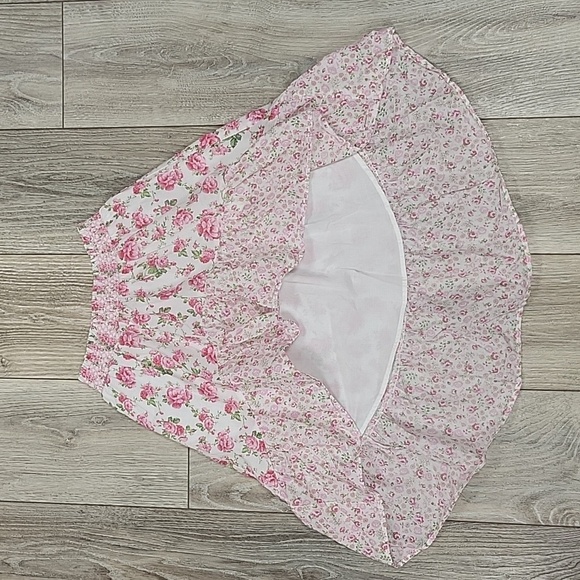 LoveShackFancy x American Girl Size Small 7/8 Pink & White Floral Flutter Skirt - Picture 1 of 6